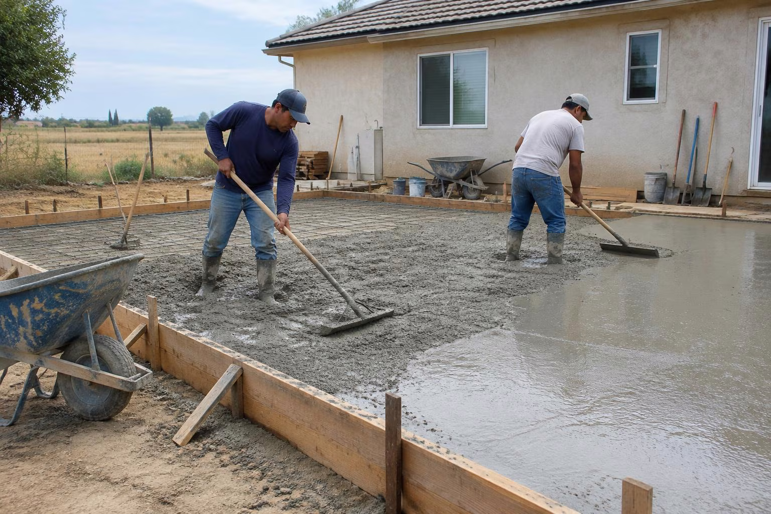 Concrete slab placement